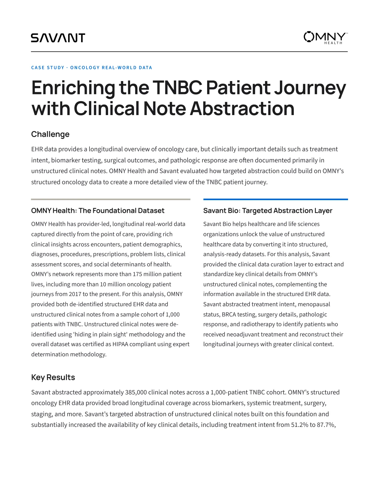 Page 1 of the OMNY Health TNBC case study